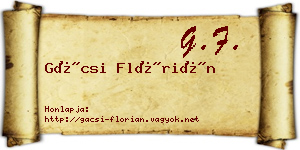Gácsi Flórián névjegykártya